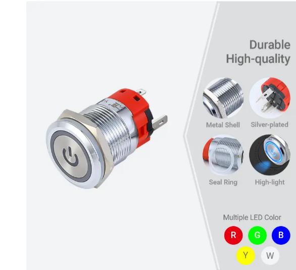 19mm 3a پش بٹن سوئچ